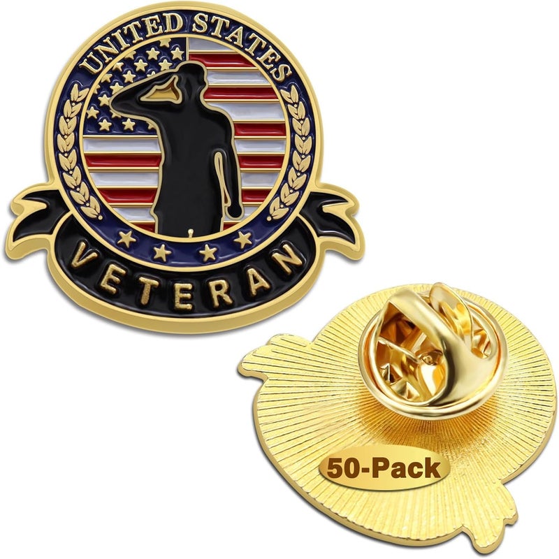 MIDLE Store 10/20/50/100 Pcs US Veteran Pins– Patriotic American Flag Veterans Day Lapel pin Badge Brooch Memorial Day Military Patriotic Decorations Gifts - Image 1